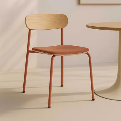Produktbild von Set mit 2 stapelbaren Stühlen aus orangefarbenem Holz - Oviala Lexy