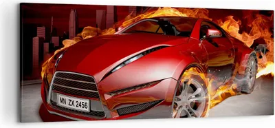 Produktbild von Bild auf Leinwand - Leinwandbild - Auto Flammen Rot - 120x50cm - Wand Bild - Wanddeko - Wandbilder - Leinwanddruck - Bilder - Kunstdruck - Wanddekoration - Leinwand bilder - Wandkunst - AB120x50-0200