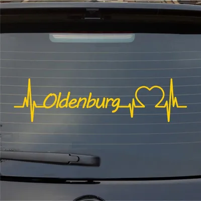 Produktbild von Heckscheibenaufkleber Oldenburg Herzschlag Puls Stadt Liebe 55x14 cm Gelb Auto Aufkleber Sticker