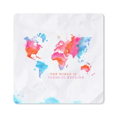 Produktbild von MuchoWow® Mauspad Mousepad Karte - Aquarell - Sprichwörter 20x20 cm - Mousepads - Maus Mat - Pad - Mausunterlage - Desk Mat - Bureauartikeln