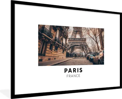 Produktbild von MuchoWow® Gerahmtes Poster Frankreich - Paris - Eiffelturm 90x60 cm - Poster mit Schwarzem Bilderrahmen Wandposter Rahmen Foto Bilder - Wanddekoration - Fotos