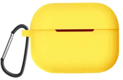 Productafbeelding van Geel AirPods-hoesje – siliconen hoesje, geschikt voor AirPods Pro – hoesje met karabijnhaak – siliconen beschermhoesje – geel – CHPN