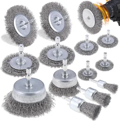 Immagine prodotto di JIZZU 13 pezzi spazzola metallica trapano avvitatore a batteria set sbavatura colore ruggine
