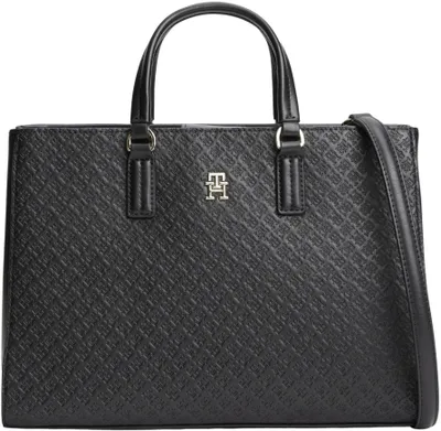 Productafbeelding van Tommy Hilfiger dames handtas, model "Daily" met monogramreliëf, zwart (Blauw)
