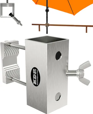 Produktbild von Sonnenschirmhalter aus Edelstahl für Balkongeländer rund und eckig Schirmhalterung bis Sonnenschirm 270 cm Schirmständer Balkon stabile Halterung