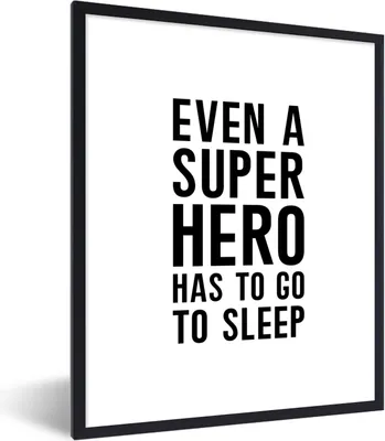 Produktbild von MuchoWow® Gerahmtes Poster Zitate - Jungs - Auch ein Superheld muss mal schlafen - Sprichwörter - Kinder 60x80 cm - Poster mit Schwarzem Bilderrahmen Wandposter Rahmen Foto Bilder - Premium - Wanddeko Wohnzimmer