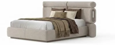 Productafbeelding van Modern gestoffeerd bed, beige, tweepersoonsbed, slaapkamerdesign