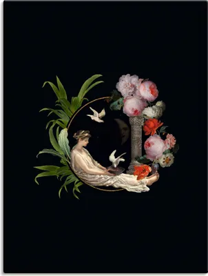 Produktbild von ARTland Leinwandbild Vintage Dame mit Tauben Größe: 60x80 cm