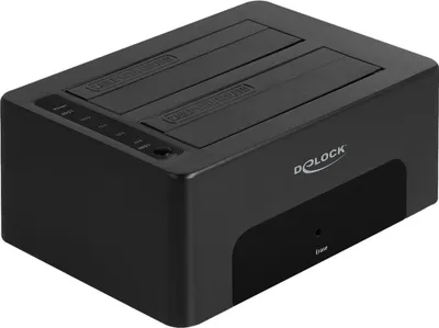 Obrázek produktu pro Delock - Dokovací stanice pro HDD / SSD: 2 - 2,5" / 3,5" sdílené (6,4 cm, 8,9 cm) - SATA 6Gb/s - USB3.0 - Černá (64187)