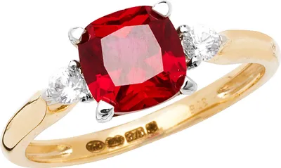 Produktbild von Wunderschöner 9 Karat (375) Gold Damen - Solitärring mit Rubin (synth.), Saphir (synth.), 54 (17.2); TRS20627RSN