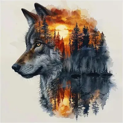 Zdjęcie produktu dla Malowanie po numerach Wilk, 40x40 cm, Obraz olejny, Kreatywna dekoracja, dla dorosłych