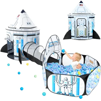 Imagen del producto de Tienda de juegos portátil para niños con túnel y piscina de bolas