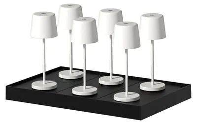 6 Mini-Tischleuchten, LED, dimmbar, drahtlos, H22 cm, weiß
