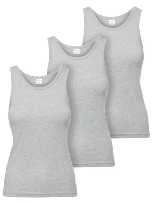 Image de Ladeheid - Lot de 3 débardeurs en coton pour femmes LA40-262 (gris chiné, taille L)
