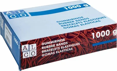 Produktbild von Alco Gummibänder, Rot, 80 x 4 mm, Schachtel à 1,0 kg