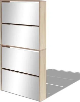 Obrázek produktu pro vidaXL Botník se 4 přihrádkami zrcadlo dub 63×17×134 cm