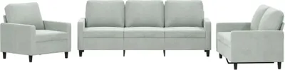 Immagine prodotto di vidaXL Set divano 3 pezzi con cuscini in velluto grigio chiaro