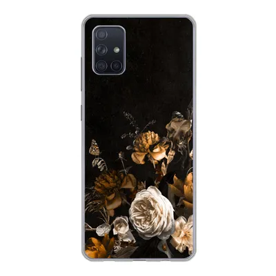 Produktbild von MuchoWow® Handyhülle Schutzhülle Hülle für Samsung Galaxy A71 Blume - Gold - Muster Silikon Softcase Handy Hülle - Kartenbesitzer