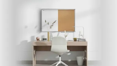 Immagine prodotto di Lavagna magnetica cancellabile a secco e in sughero combinata (cornice in alluminio) 90x60 cm