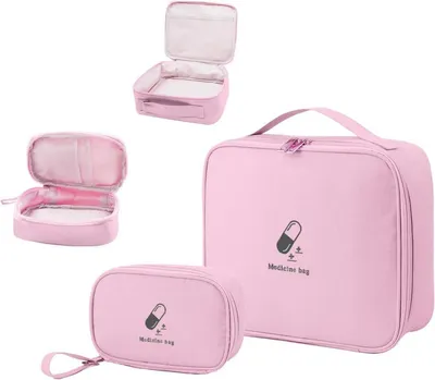 Produktbild von Medikamententasche 2er Set Groß Klein Reiseapotheke Tasche Wasserdichter Erste Hilfe Satz Outdoor Rosa