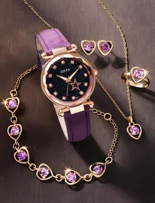 Produktbild von Zolfa Mädchenuhr mit Schmucksteinen – violett