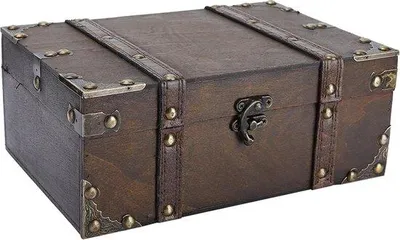 Produktbild von Famanu Vintage Holzschatztkiste - Piratenkiste - Schwarze Aufbewahrungsbox