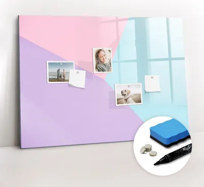Produktbild von Magnetpinnwand Memoboard - Zubehörsatz - Schwarzer Marker + Schwamm + Magnete - 100 x 70 cm - Pastellmuster