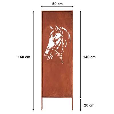 Produktbild von Sichtschutz Metall - 160 cm x 50 cm - Edelrost - Rostoptik Sichtschutz für Garten - Sichtschutzelement - Sichtschutzwand - Gartendekoration Zaun Rost