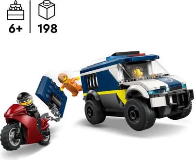 Produktbild von LEGO City Gefangenentransporter - Spielzeug LKW Bauset mit Motorrad, 3 Minifiguren und abnehmbarer Gefängnistür - Geburtstagsgeschenk für Jungen ab 6 Jahren - 60479