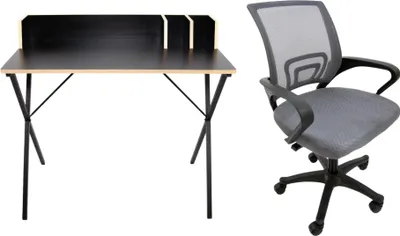 Produktbild von Set Schreibtisch Luna Schwarz + Stuhl Argo Grau