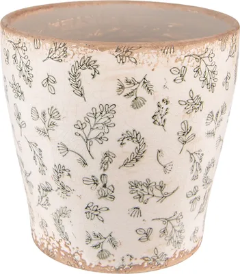 Zdjęcie produktu dla Clayre & Eef Doniczka Ø 17x16 cm Kwiaty ceramiczne zielono-beżowe