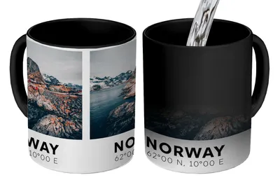 Obrázek produktu pro MuchoWow® Kouzelný pohár Norsko - Skandinávie - Bergen - Zima 350 ml Barva měnící se pohár Dárkový nápad - foto hrnek