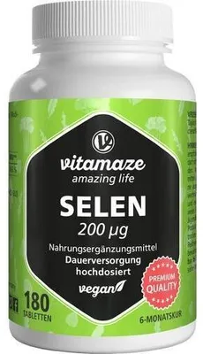 Produktbild von Vitamaze SELEN 200 μg hochdosiert vegan Tabletten 180St PZN 13834741