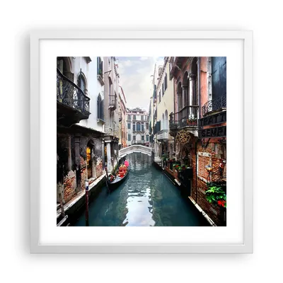 Produktbild von Gerahmtes Poster - Weißer Rahmen - Boot Brücke Tourismus Venedig - 40x40 cm - Wand Bild - Wanddeko - Wandbilder - Wandposter - Bilderrahmen - Bilder - Kunstdruck - Wandbild - P2WAC40x40-2157