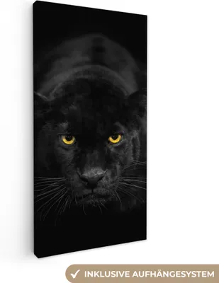 Obrázek produktu pro OneMillionCanvasses® - Plátno - Leopard - Oči - Černá, nástěnná malba, nástěnné dekorace obrazy obývací pokoj, 20x40cm