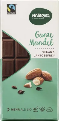 Produktbild von Naturata Spécial Ganze Mandel Reismilch-Schokolade, laktosefrei, vegan 100g