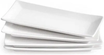 Obrázok produktu pre Porcelánová servírovacia misa 25,4 x 12 cm, 4-dielna, vhodná do mikrovlnnej rúry a umývačky riadu, na sushi, dezerty, občerstvenie a predjedlá