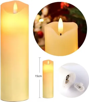 Image de Bougie LED à piles pour éclairage funéraire, 15 cm effet flamme