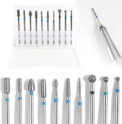Produktbild von Elektrische Nagelborset mit Cuticle Remover, 10 Stück, professionelle Nageltechnik, Carbide und Diamant Börschleifen