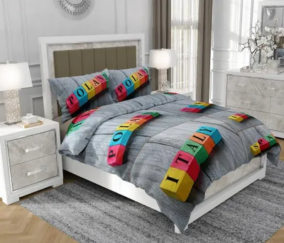 Immagine prodotto di Biancheria da letto 200x220 cm + 2x70x80 cm, set 3 pezzi, 100% cotone, cerniera, Lettere, grigio - SOVIO | So.0073