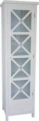 Zdjęcie produktu dla Szafa witryna Casa Padrino w stylu rustykalnym, kolor biały, wymiary: 56 x 45 x 194 cm