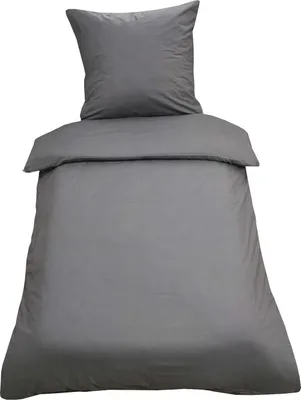 Produktbild von 2 teilige Uni Bettwäsche 135 x 200 cm anthrazit Einfarbig Renforce Baumwolle