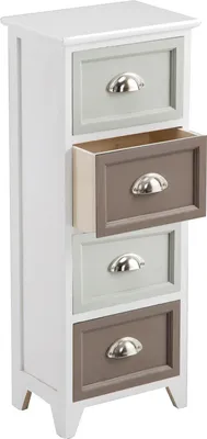 Zdjęcie produktu dla Komoda PAOLA z półką do przechowywania, w stylu shabby chic vintage, komoda z 4 szufladami