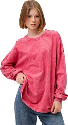 Immagine prodotto di Maglia a maniche lunghe da donna - Taglia XL/XXL - 100% cotone - Oversize - Look vintage - Comoda e alla moda
