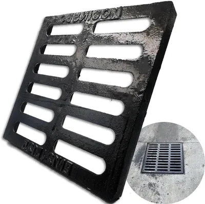 Productafbeelding van Gietijzeren Afvoerrooster - Afvoerputdeksel Rioolrooster - Water Afvoeren - Dicht Hol Ontwerp - 10 x 10 cm - Zwart