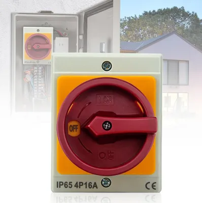 Image de Interrupteur rotatif à 4 pôles, capacité de courant de 20 A, résistant aux intempéries, avec boîtier, pour usage en extérieur, jardin et camping