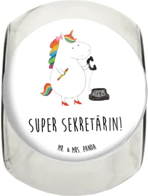 Produktbild von Mr. & Mrs. Panda Kaffeedose Einhorn Sekretärin XL 2000ml - Weiß - Geschenk, Büro, Steuerkanzlei, Vorratsglas, Vorratsdose, Unicorn, Frischhaltedose, Rechtsanwältin
