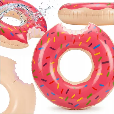 Produktbild von Aufblasbarer Donut zum Schwimmen – großes Schwimmring-Keks für das Schwimmbecken, 90 cm