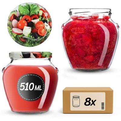 Image de Bocaux KADAX 510 ml avec couvercle à vis fi82mm, bocaux à vis avec couvercle, bocaux à conserve, bocaux à conserve, bocaux (Vege, 8 pièces)