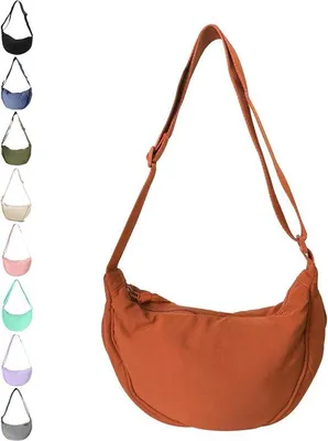 Produktbild von Schwarze Nylon-Damen-Tasche halbmondformig